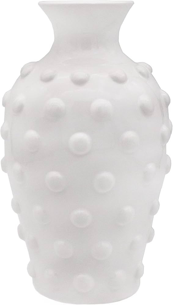 AuldHome Vintage White Hobnail Ceramic Vase, 11 inches tall, 5.4 inch diameter | Amazon (US)