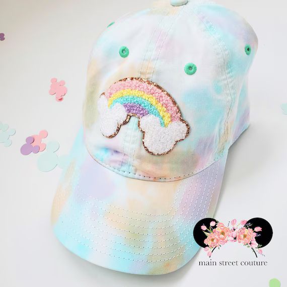 Pastel Tie Dye Womens Baseball Cap Chenille Mickey Glitter | Etsy | Etsy (US)