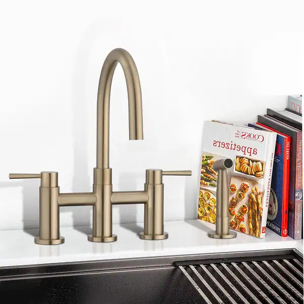 Dornberg 2-handle Bridge Kitchen Faucet With Pull-out Side Sprayer - Overstock - 37229199 | Bed Bath & Beyond