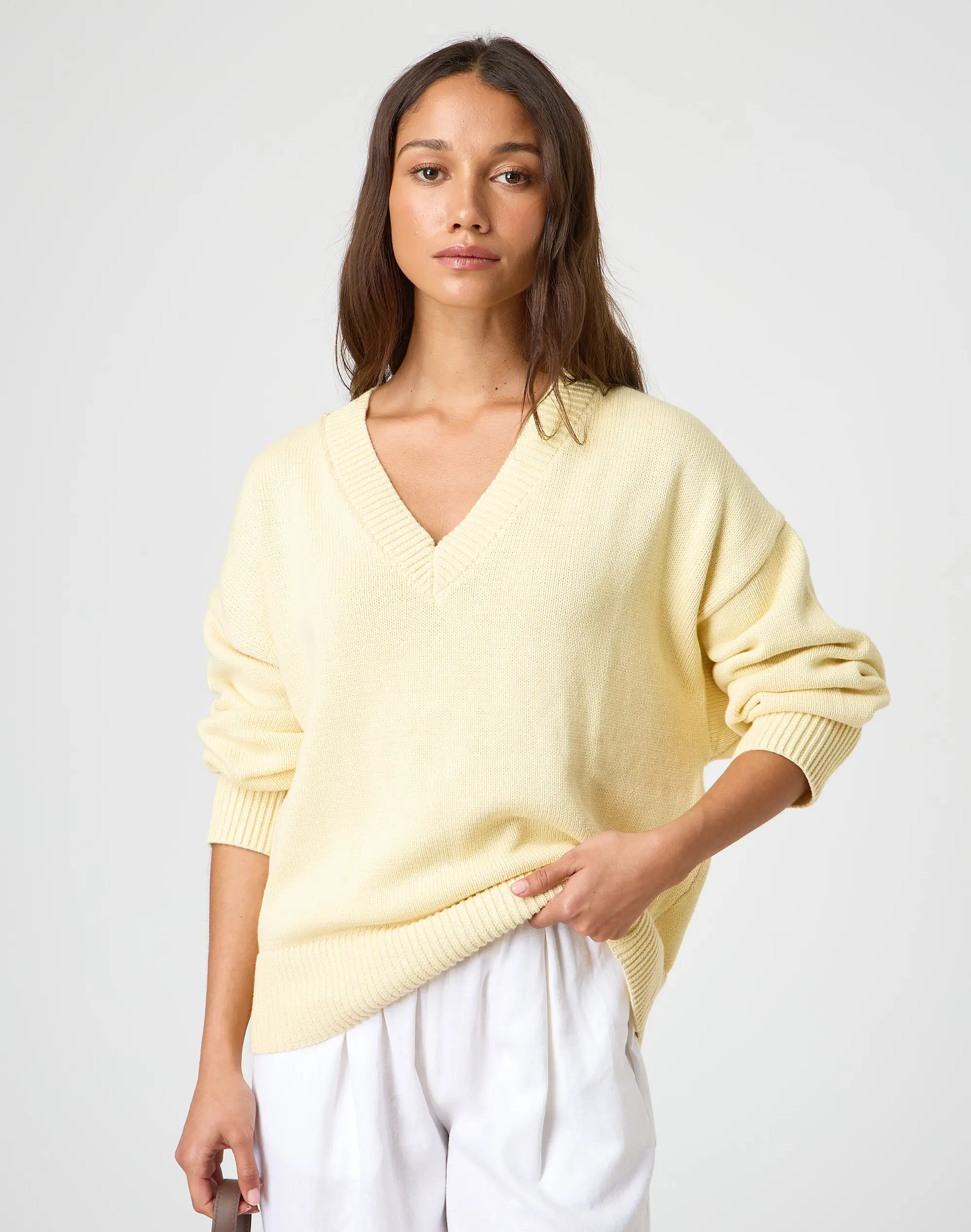 V Neck Cotton Knit Jumper | Glassons (Australia)