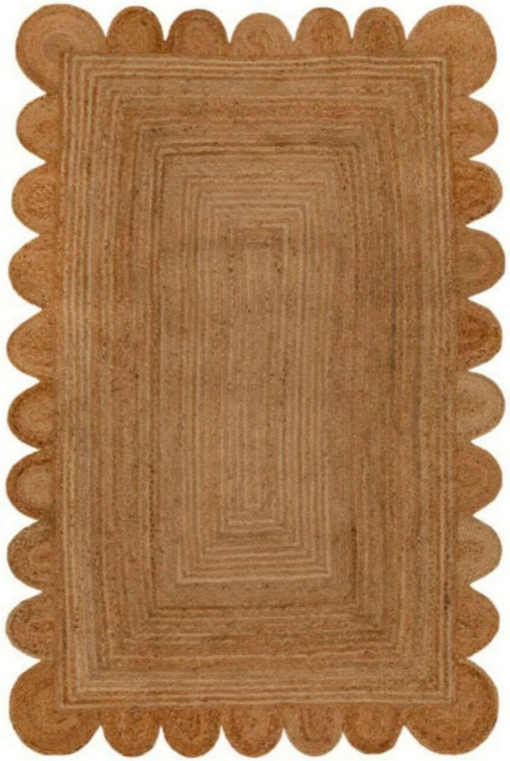 Handmade Braided Natural Farmhouse Jute Scalloped Rugs , Home Décor Natural Jute Rugs & Carpet S... | Walmart (US)