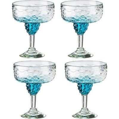 Amici Home Catalina Margarita Glass, Artisan Handmade Mexican Recycled Glass, Vibrant Color Bubbled  | Target