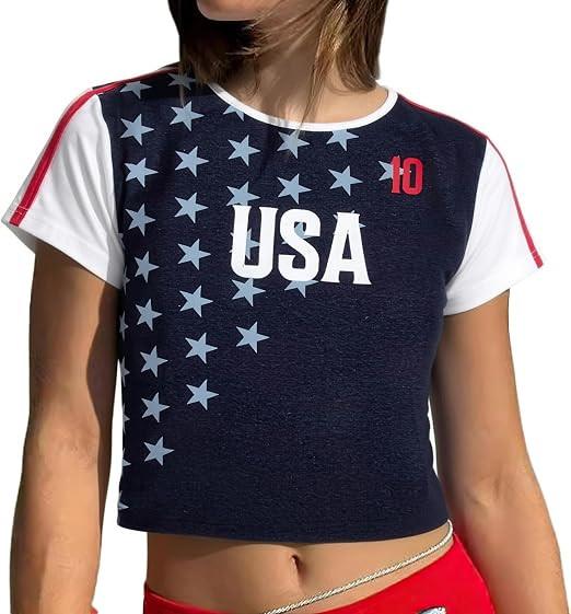 Women Y2K Baby Tee Soccer Cup 2026 Shirt Brazil Soccer Crop Top Soccer Shirt World Cup Soccer Fan... | Amazon (US)