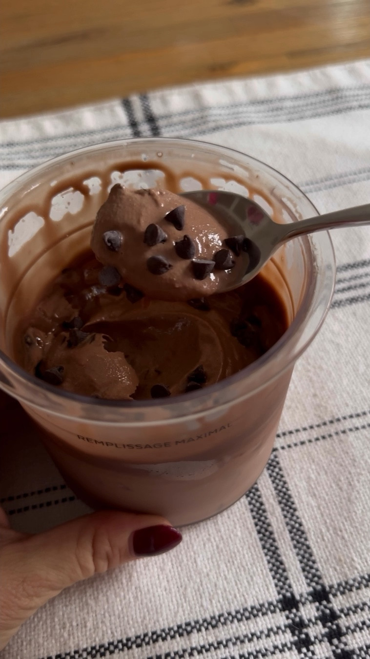 CHOCOLATE MINT ICE CREAM (NINJA CREAMI)

INGREDIENTS
* 1 cup Chocolate Fairlife 2% Milk
* 1 scoop Chocolate Protein Powder  I use Chocolate Brownie Batter by Clean Simple Eats
* 2 tbsp. Sugar-Free Chocolate Pudding Mix
* 1/4 tsp. Peppermint Extract
* Semi Sweet Chocolate Chips

INSTRUCTIONS
Take a Ninja Creami pint container and fill it up with all the ingredients except chocolate chips.

Next, take your frother and froth until all are combined. If you do not have a frother you can use a blender. 
Freeze the mix for at least 8 hours but I typically like to do it overnight for about 24 hours so it can completely harden. 
Take the container out and put it into the Ninja Creami and then blend on “Lite Ice Cream.” 
Remove from the Ninja Creami and check to see what it looks like. 
If it has a nice creamy texture then you can skip the next step. However, if the ice cream looks crumbly or a little stiff, make a hole in the middle and add about 1-2 tsp. of milk. 
If needing to add milk, put it back in the machine and hit “re-spin”. 
While it is spinning, melt some chocolate and spread on wax paper super thin. 
Let it harden then peel off and break into the pint and then hit "mix-ins". 
After it's done mixing, take it out, add some more chocolate chips and enjoy! 

#LTKSeasonal #LTKGiftGuide #LTKHome