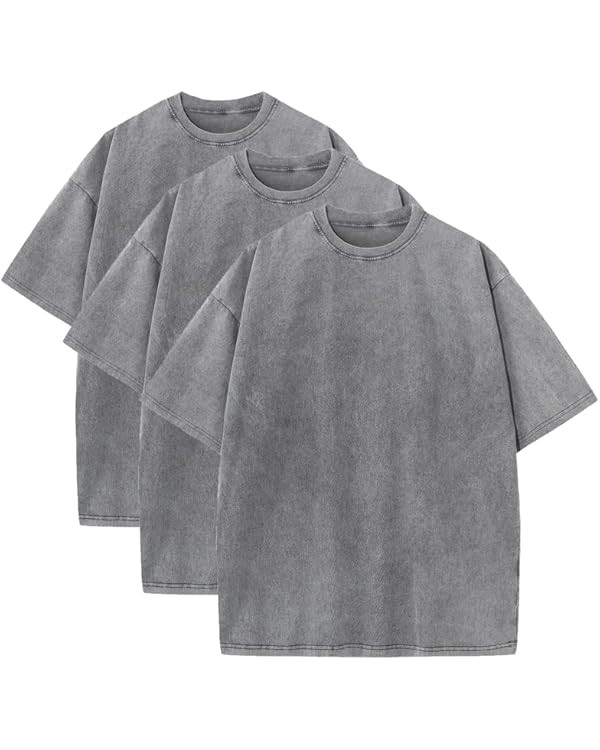 3 Pcs Men's Oversized Heavy Cotton Summer T-Shirts Vintage Tee Loose Fit Short Sleeve Casual Tshi... | Amazon (US)