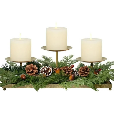 HofferRuffer Candle Holders for Pillar Candles, Gold Metal Adjustable Height Candlestick Holders for Wedding Table Centerpiece Fireplace Decoration | Walmart (US)