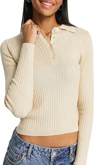 Women's Rib Long Sleeve Polo | Nordstrom
