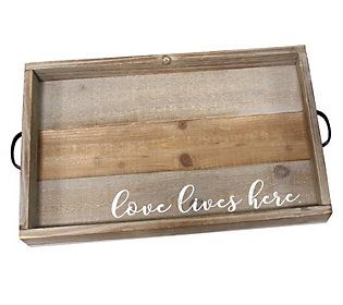 Stratton Home Decor Love Lives Here Distressed Wood Tray | QVC