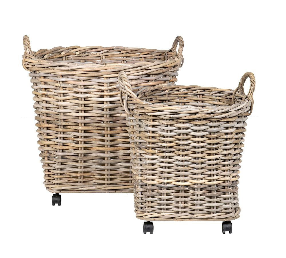 Portland Wheeled Woven Tote Baskets, Set of 2 | Pottery Barn (US)