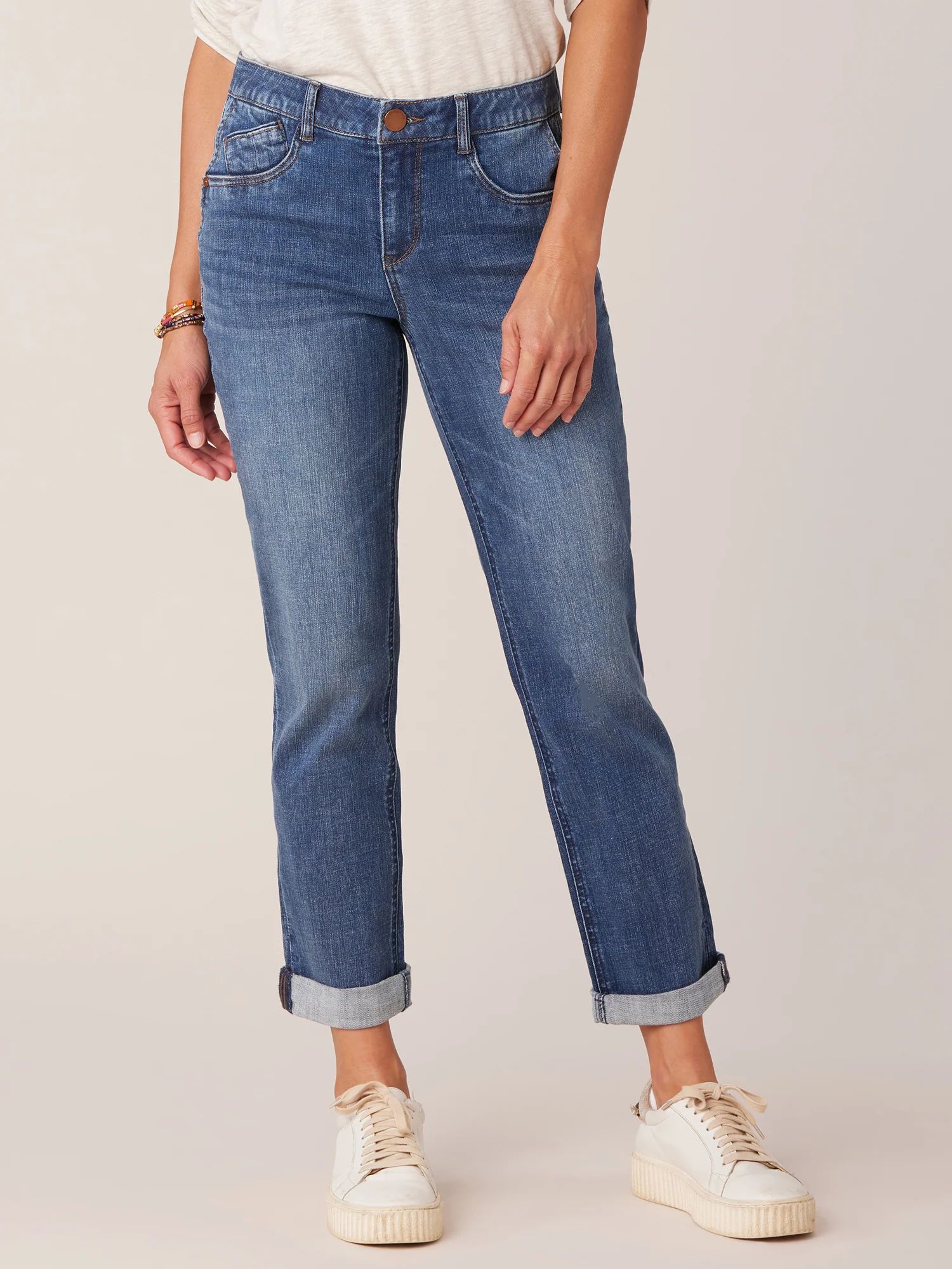 "Ab"solution Mid-Rise Girlfriend Jeans with Side Entry Pockets | Democracy Clothing