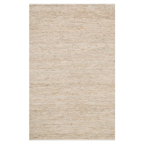 Loloi Edge Coastal Ivory Jute Leather Woven Rug - 7'9"x9'9" | Kathy Kuo Home