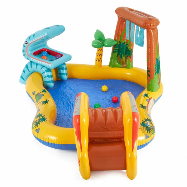 Intex Inflatable Kids Dinosaur Play Center Outdoor Water Park Pool with Slide | Wayfair North America