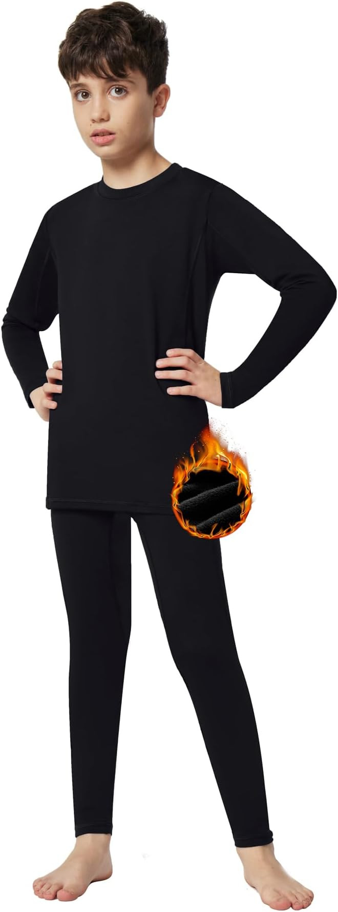 Heathyoga Thermal Underwear for Kids Boys Toddler Thermal Set Fleece Lined Long Johns Base Layer ... | Amazon (US)