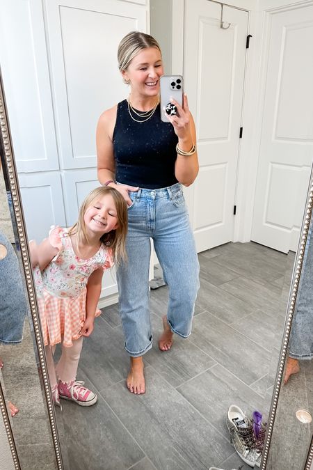 Abercrombie jeans - wearing the 27 extra shirt for a cropped fit but I will still need to cut a little off the bottom for the perfect 7/8th look.

Sized up to a medium in the bodysuit 

#LTKsalealert #LTKSeasonal #LTKunder50