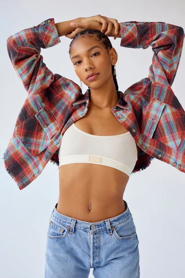 BDG Joey Flannel Cropped Button-Down Shirt | Urban Outfitters (US and RoW)