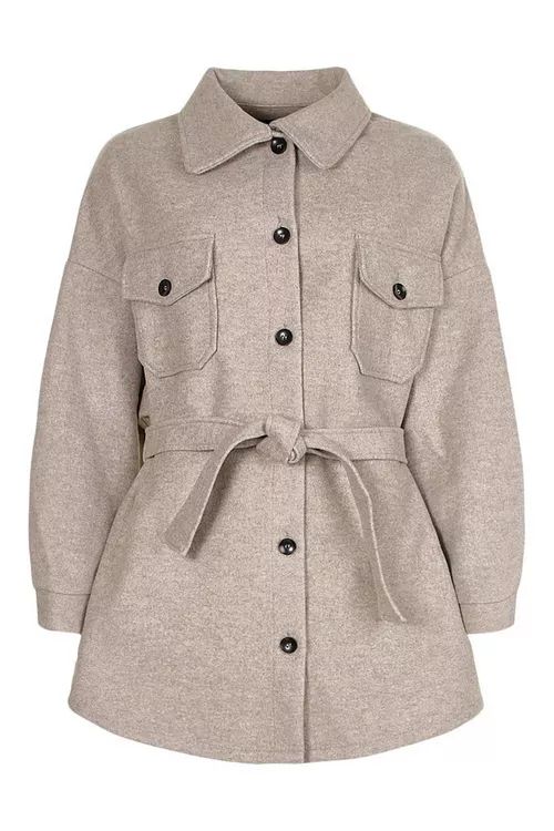 Tall Wool Belted Shacket Coat | Boohoo.com (UK & IE)