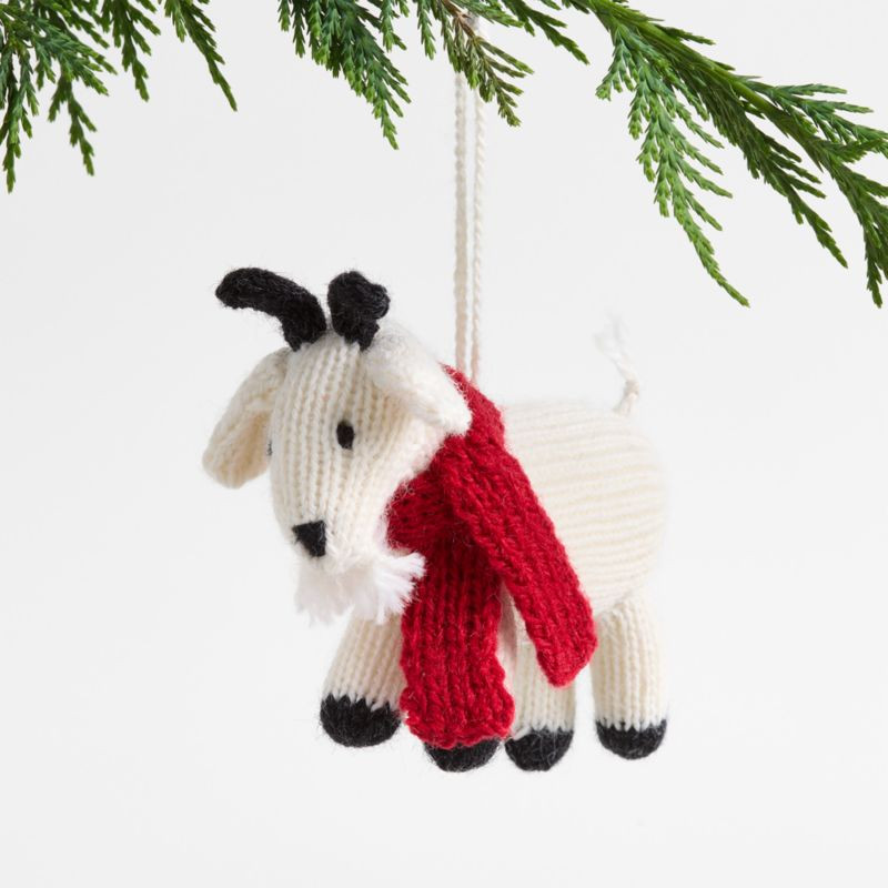 Alpaca Goat with Scarf Christmas Ornament + Reviews | Crate & Barrel | Crate & Barrel