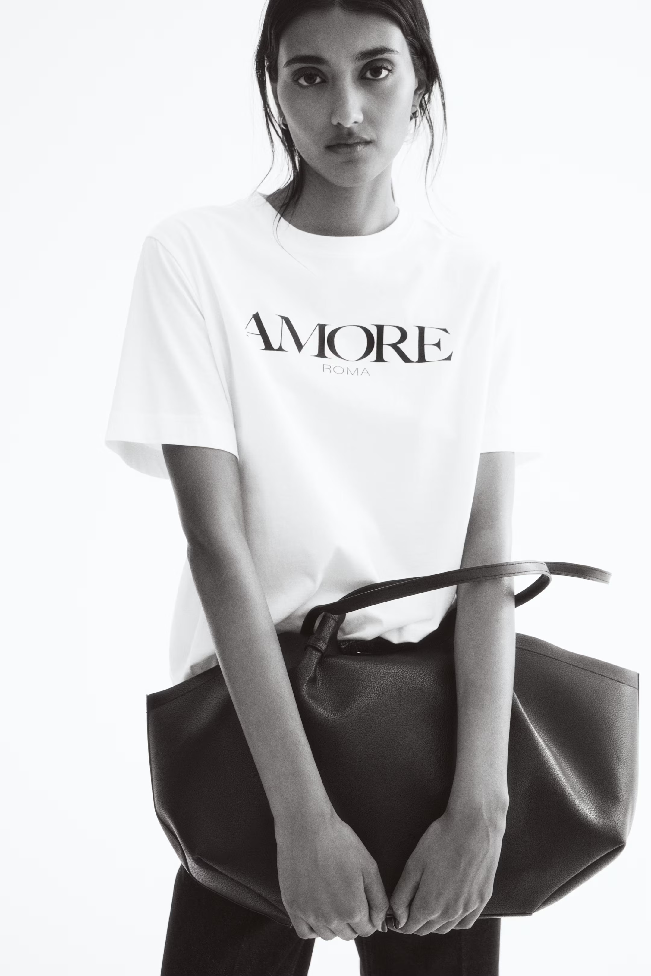 T-Shirt with Motif - White/Amore - Ladies | H&M US | H&M (US + CA)