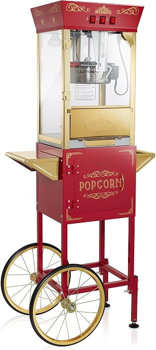 Olde Midway Movie Theater-Style Popcorn Machine Maker with Cart and 8-Ounce Kettle - Red, Vintage... | Amazon (US)