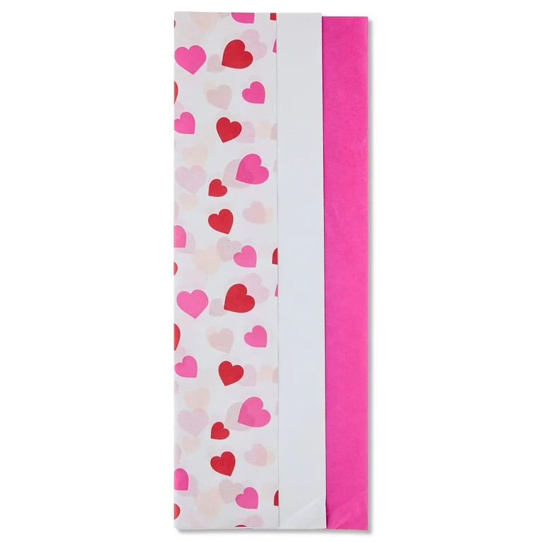 Hearts Gift Tissue Paper, Pink and White, 12 Sheets, Valentine's Day by Way To Celebrate | Walmart (US)