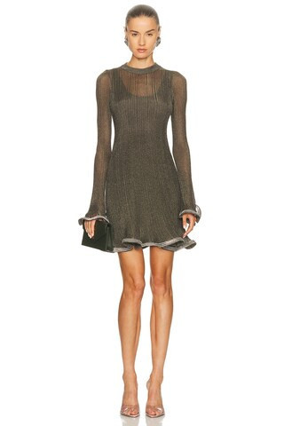 SIMKHAI Zelda Mini Dress in Gunmetal Silver - Olive. Size M (also in XS, S). | FWRD 