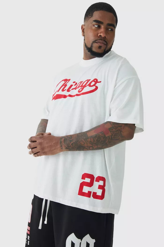 Plus Oversized Chicago Varsity Print T-shirt | Boohoo.com (UK & IE)