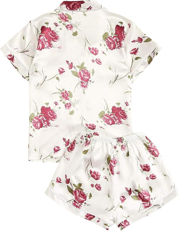 Women's Notch Collar Palm Leaf Print Sleepwear Two Piece Pajama Set | Amazon (US)