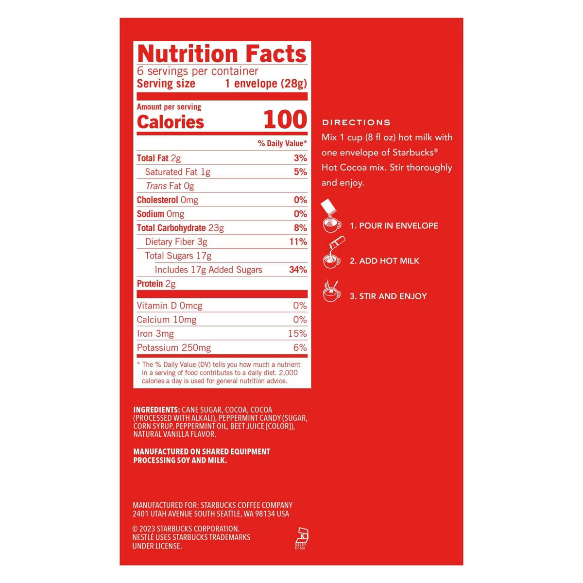 Starbucks Peppermint Hot Cocoa Mix - 6oz/6ct | Target