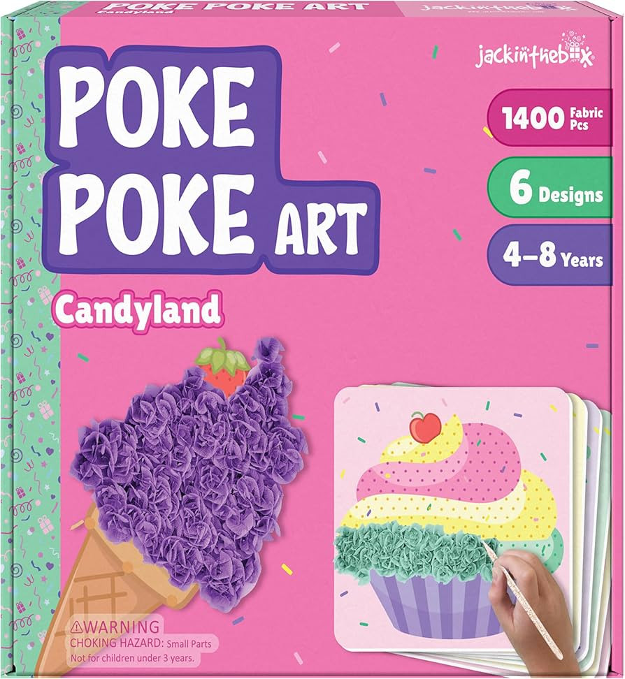 jackinthebox Poke Poke Art for Kids - Candyland Theme, Mess-Free Fabric Art and Craft, Flower Pre... | Amazon (US)