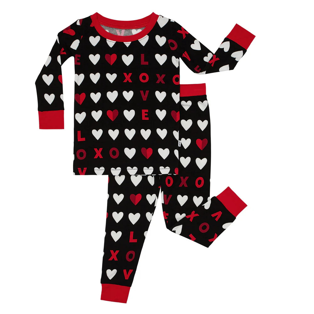 Black XOXO Two-Piece Pajama Set | Little Sleepies