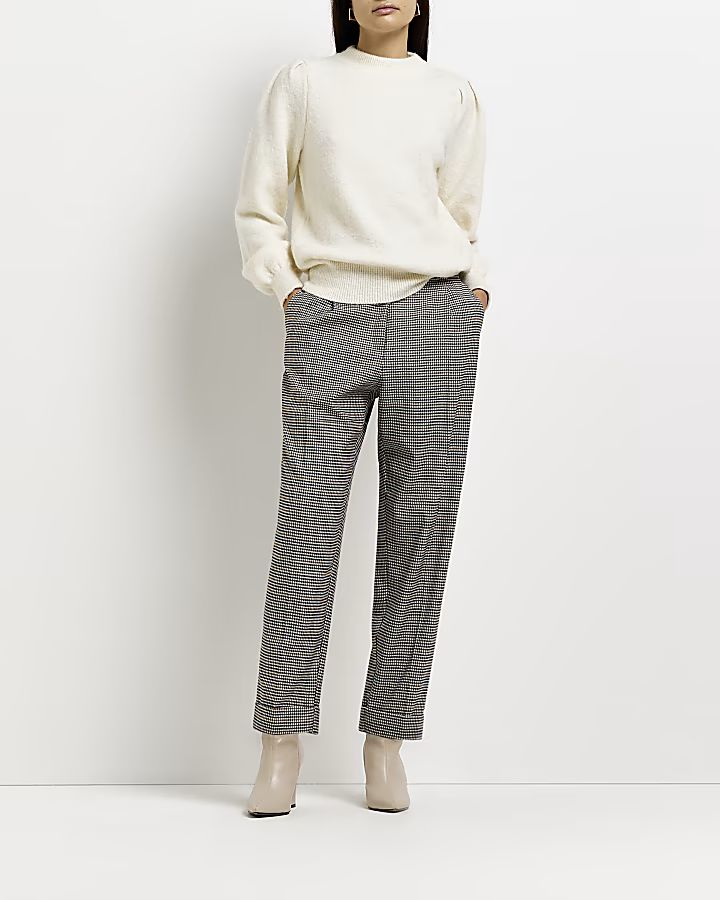 Brown check straight leg trousers | River Island (UK & IE)