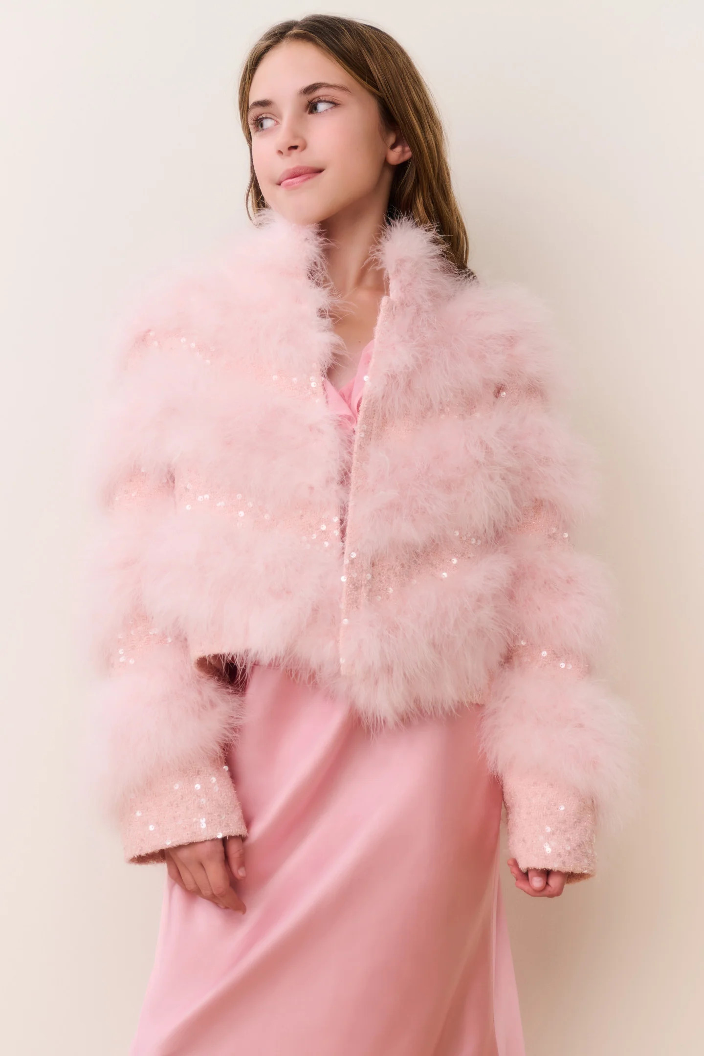 Tween Trislyn Feather Sequin Jacket | LoveShackFancy