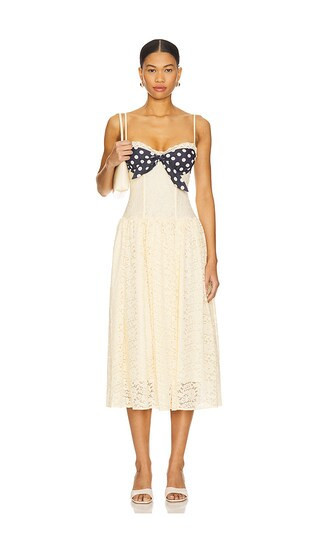 For Love & Lemons Lucy Lace Midi Dress in Lemon. - size M | Revolve Clothing (Global)