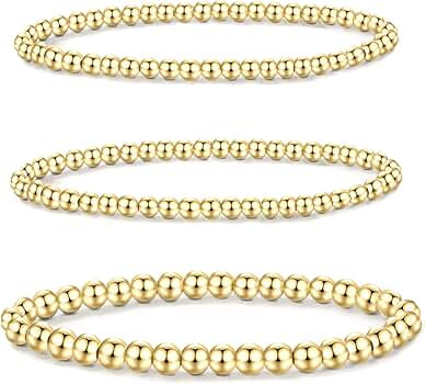 MOROTOLE 5PCS 14K Gold Plated Bracelets Set for Women Men Adjustable Hypoallergenic Stackable Str... | Amazon (US)