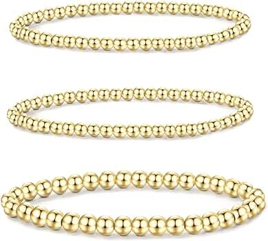 MOROTOLE 5PCS 14K Gold Plated Bracelets Set for Women Men Adjustable Hypoallergenic Stackable Str... | Amazon (US)