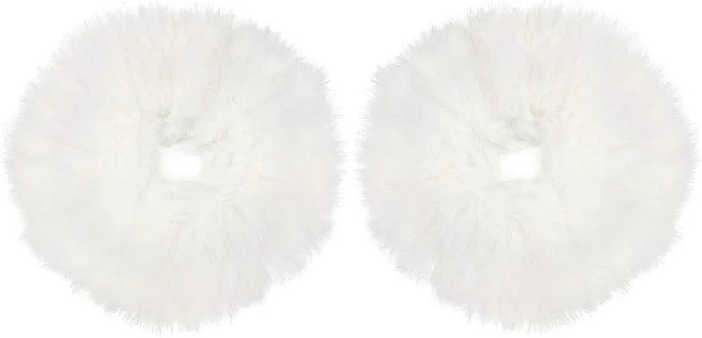 2pcs Pack Furry Faux Fur Hair Scrunchies Artificial Fur Hair Bobbles Elastic Hair Band Rope Wrist... | Amazon (US)