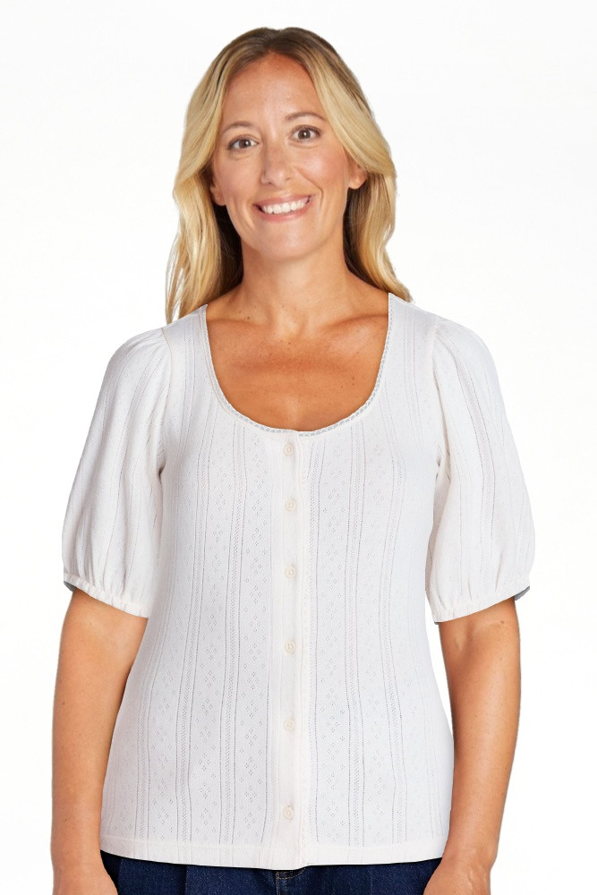 Time and Tru Women's Pointelle Top with Short Sleeves, Sizes XS-XXXL | Walmart (US)