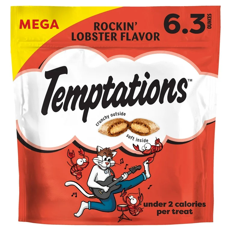 Temptations Classic Rockin' Lobster Flavor Crunchy & Soft Cat Treats, 6.3 oz Pouch | Walmart (US)