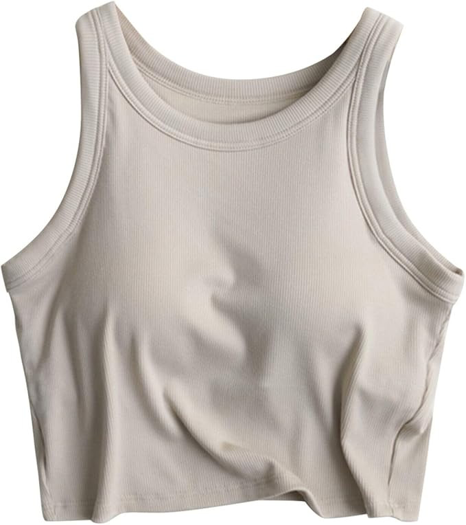 Camisole Tops for Women Built in Bra Adjustable Spaghetti Strap Workout Yoga Shirts Basic Tank To... | Amazon (US)