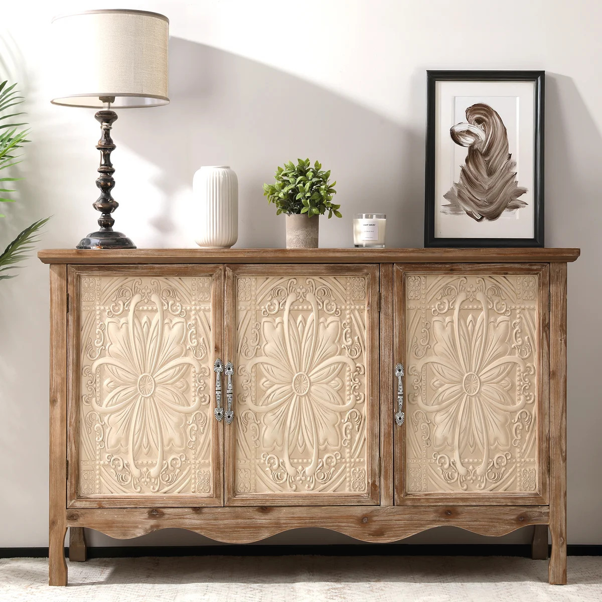 49" Solid Wood Sideboard Buffet Cabinet with 3 Doors | Wayfair North America