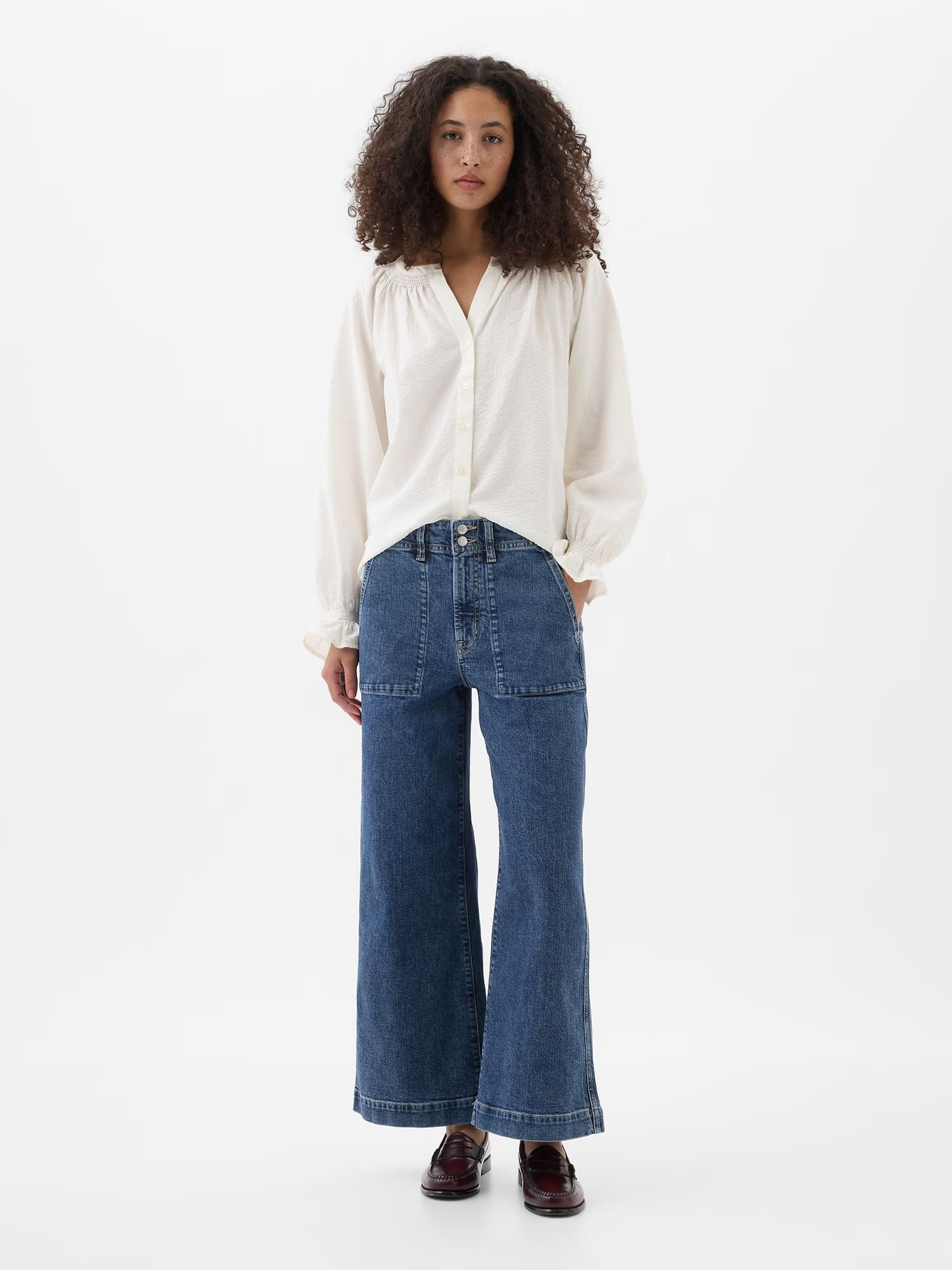 Blue High Waisted Wide Leg Cropped Jeans | Gap | GAP UK