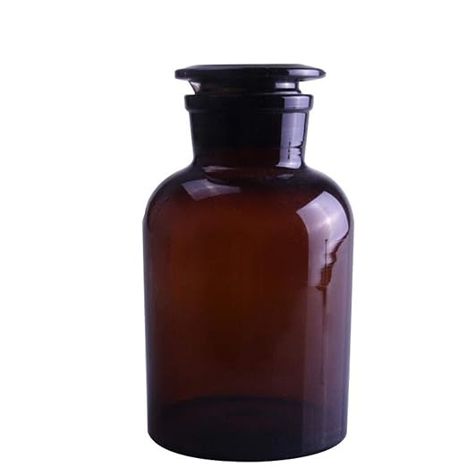 Deschem Lab Amber Glass Reagent Bottle,Wide Mouth,Brown Flask with Ground Stopper | Amazon (US)