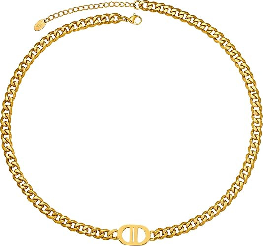 TRIPOD JEWELRY Womens 18K Real Gold Plated Initial Necklace Choker with Double D Letter, 6mm 316L... | Amazon (US)