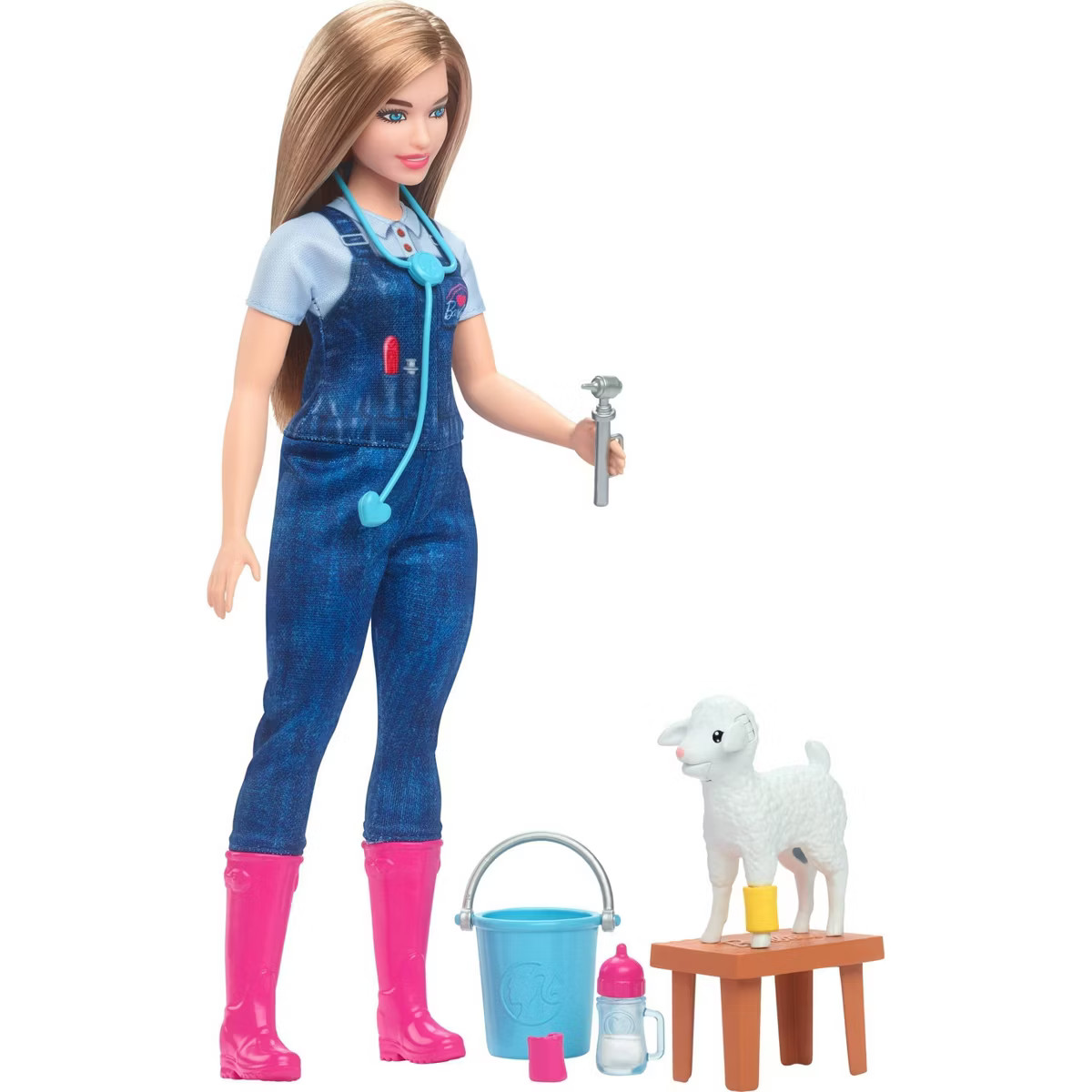 Barbie 65th Anniversary Careers Farm Vet Doll & 10 Accessories Including Lamb with Moving Ears | Target
