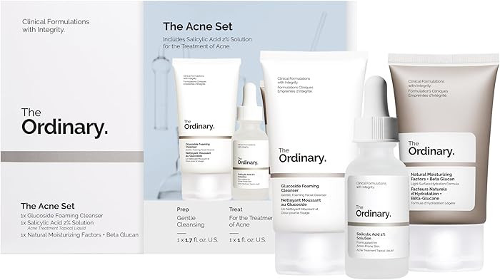The Ordinary The Acne Set, 3-Step Skin Regimen with Glucoside Foaming Cleanser, Salicylic Acid 2%... | Amazon (US)
