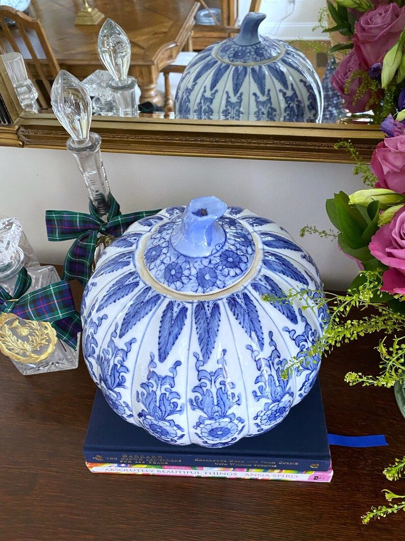 Blue and White Chinoiserie Pumpkin - Etsy | Etsy (US)