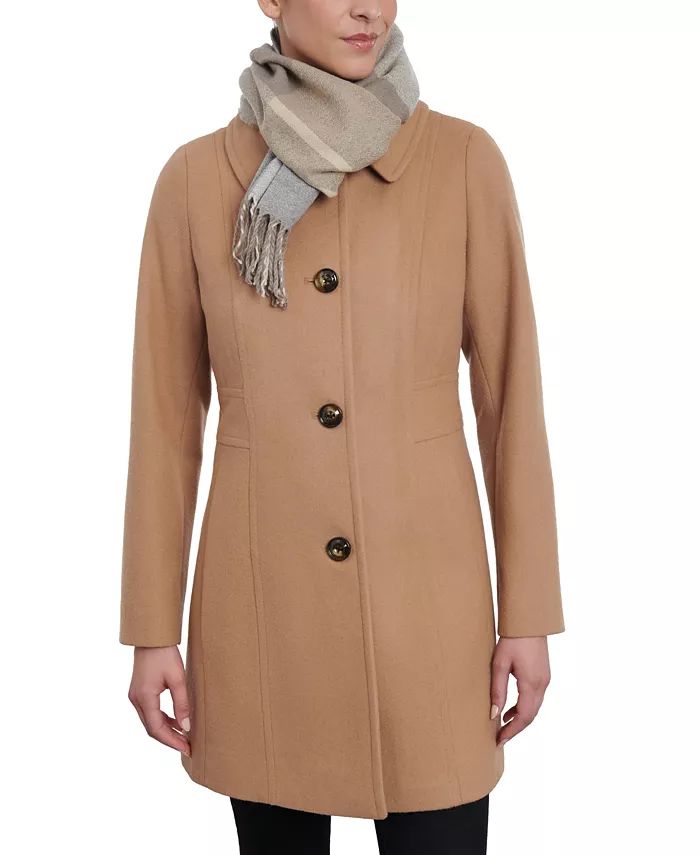 Women's Double-Breasted Peacoat & Scarf | Macy's