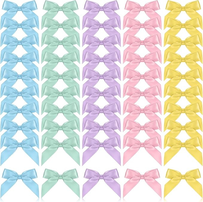 50PCS Self Adhesive Satin Bows for Gift Wrapping Pastel Small Bows for Crafts 2" Bow Decorations ... | Amazon (US)