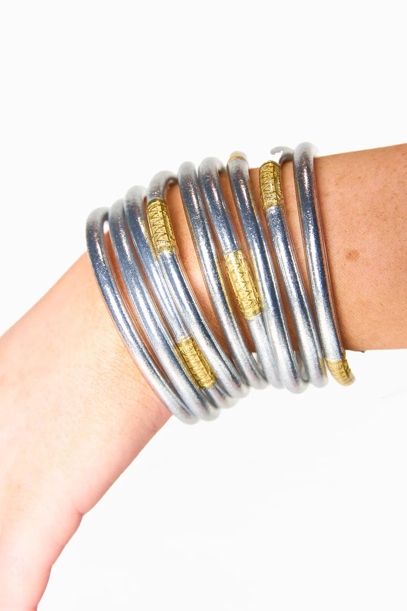 BuddyLove X BuDha Girl | All Weather Medium Bangles | Silver | BuddyLove