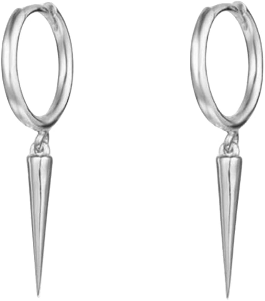 Minimalist Spike Dangle Drop Hoop Earrings for Women Girls 925 Sterling Silver Charms Hoops Cuff ... | Amazon (US)